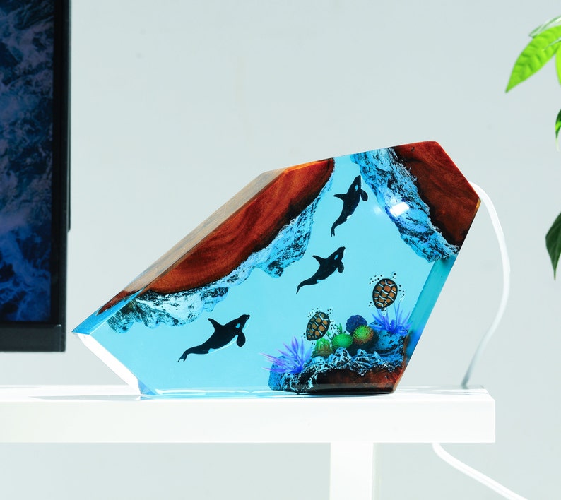 Sea Turtles & Coral Epoxy Resin Night Light