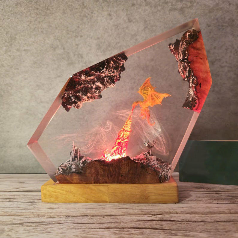 Fire Breath Dragon Resin Lamp 2