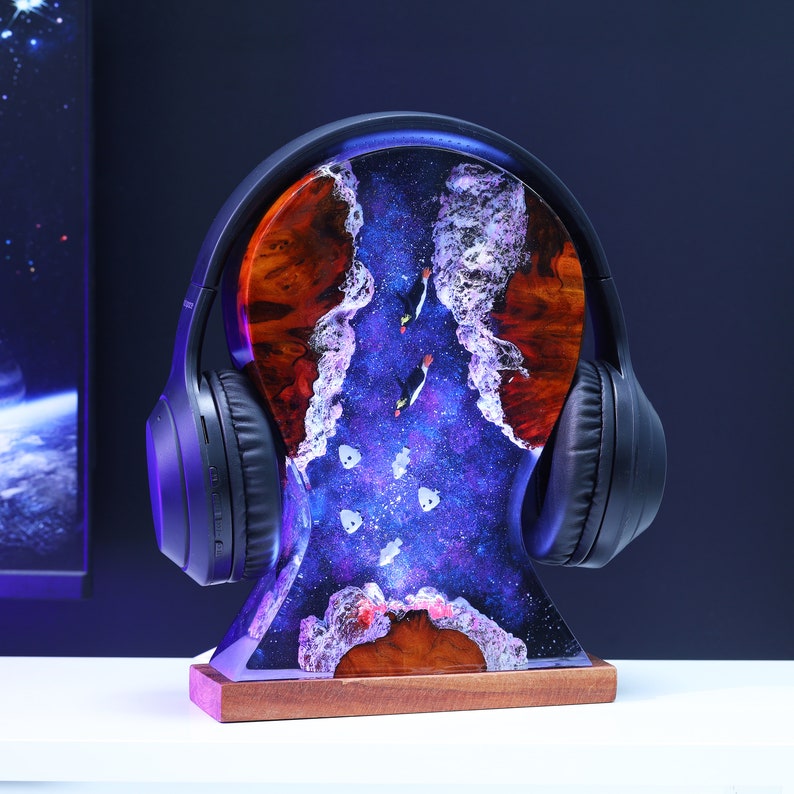 Fire and Ice Dragon Headphone Stand Resin Lamp