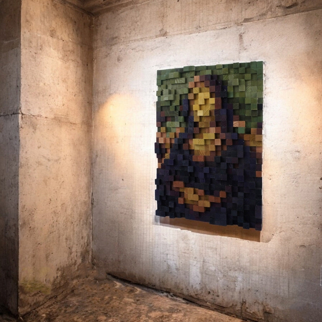 Mona Lisa Pixel Wood Art