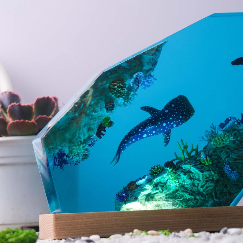 whale shark Resin Epoxy Lamp, Night Light