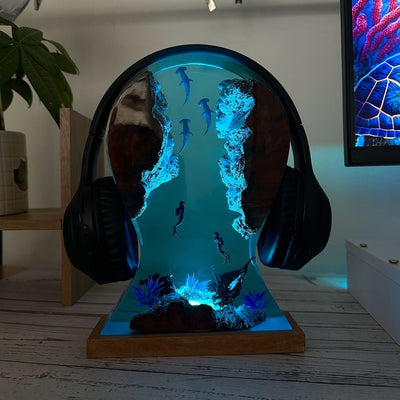 Hammerhead Shark Headphone Stand Resin Lamp