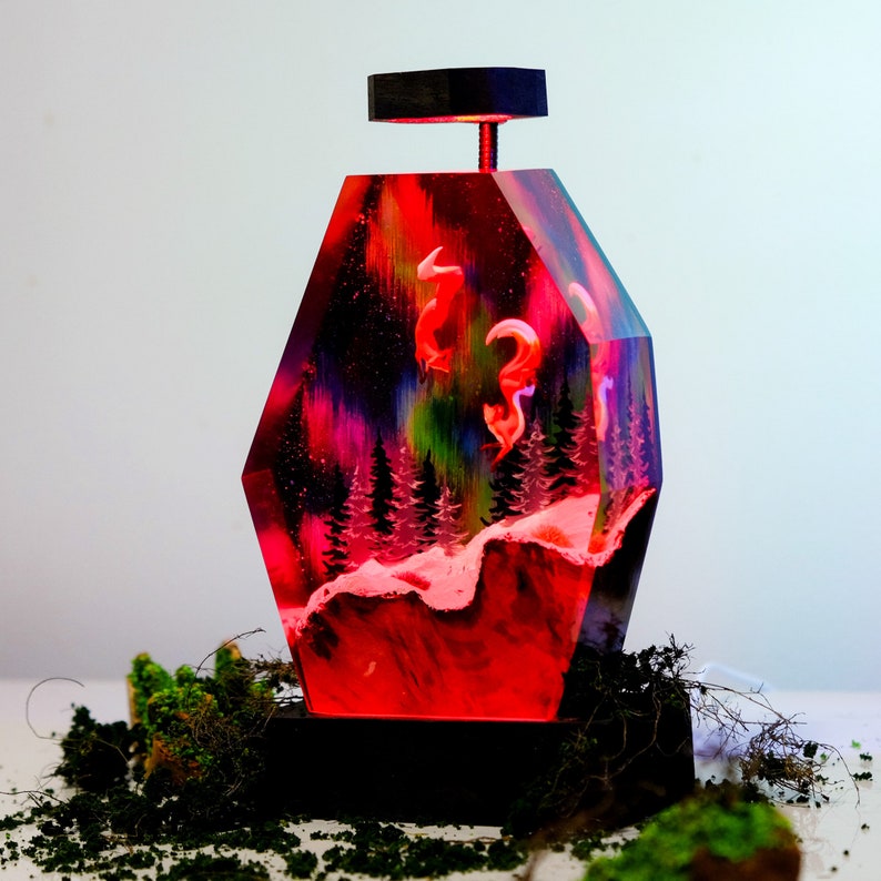 Milky Way night Fox Resin Lamp