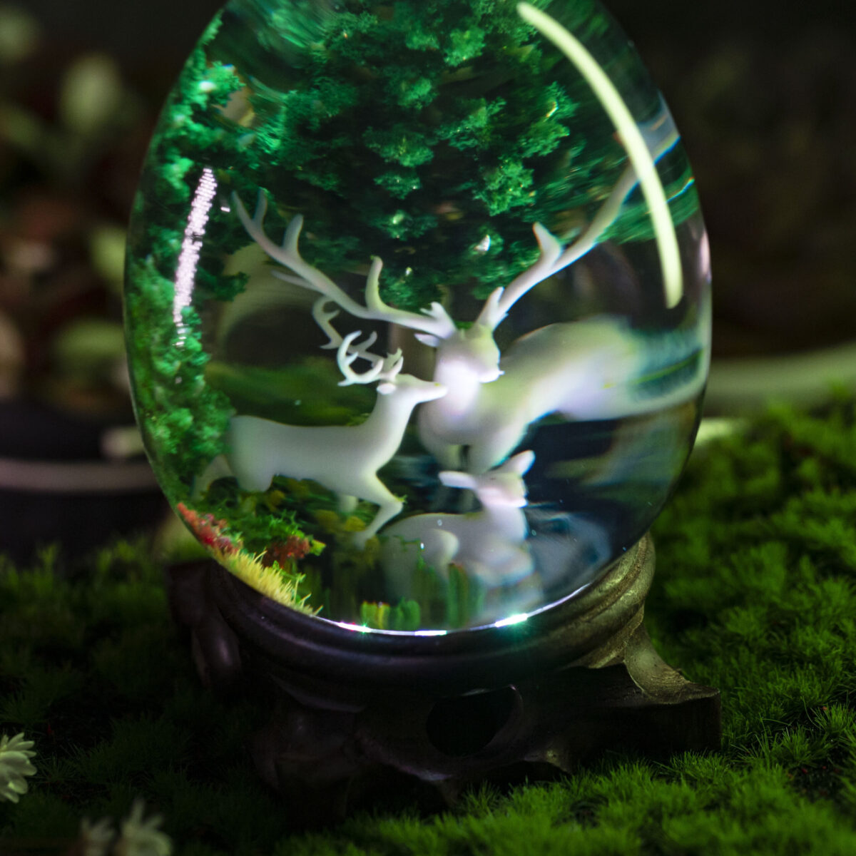 Deer and Landscape Resin Lamp Egg