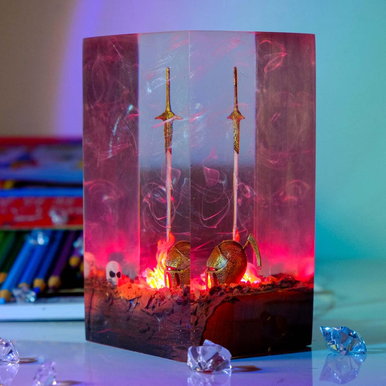 Fire Glowing Sword Resin Lamp