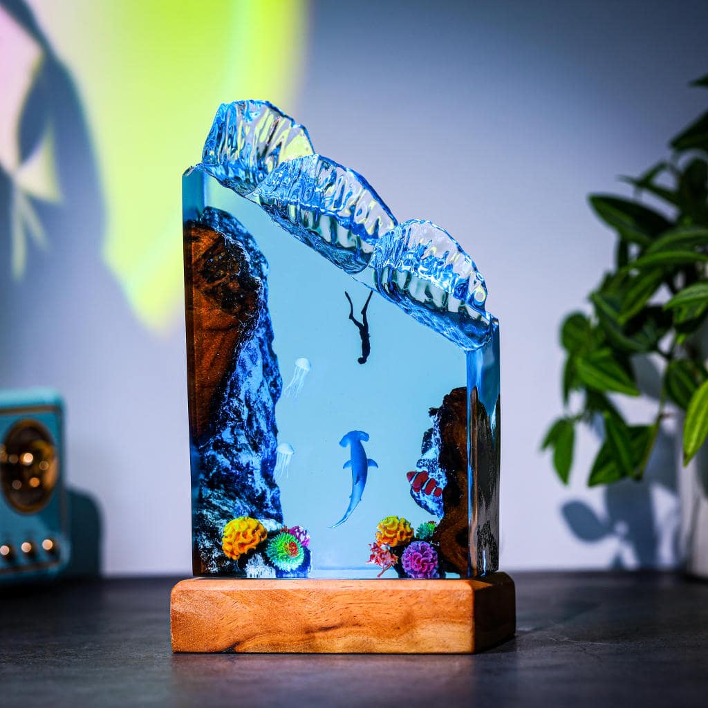 Hammerhead Shark and Diver Night Light