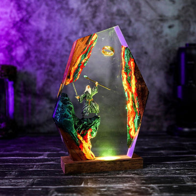 Grey Wizard Resin Ring OF Dark lord Epoxy Lamp