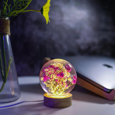 Baby's Breath Flower in Glass Night Lamp