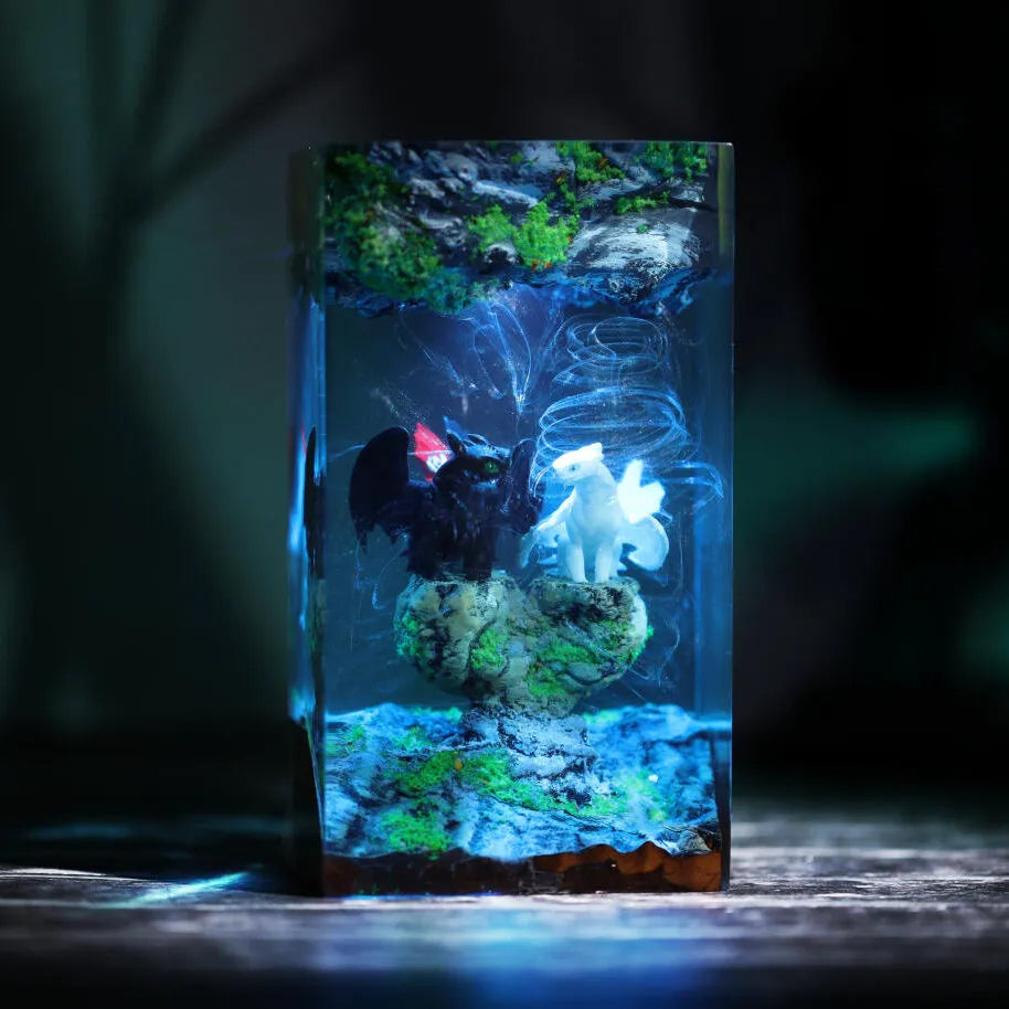 Toothless and Light Fury Resin Lamp Ver 5