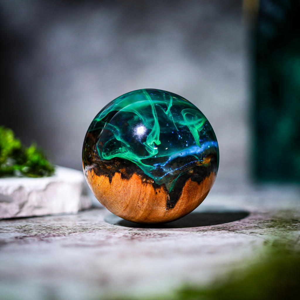 Aurora Borealis Resin Epoxy Paperweight