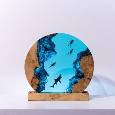 Scuba Diver Resin Lamp ground