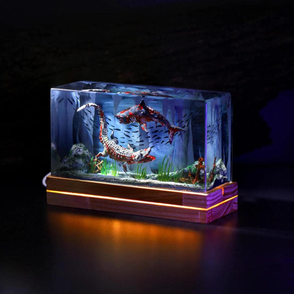 Diorama Zombie Crocodile and Shark Night Light