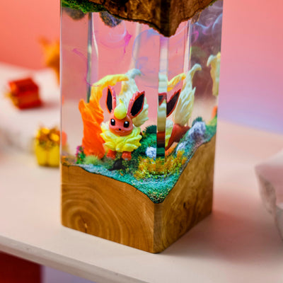 Flareon Pokemon Resin Diorama Lamp