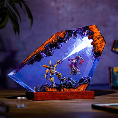 Bumblebee vs Megatron Battle Transformers Resin lamp