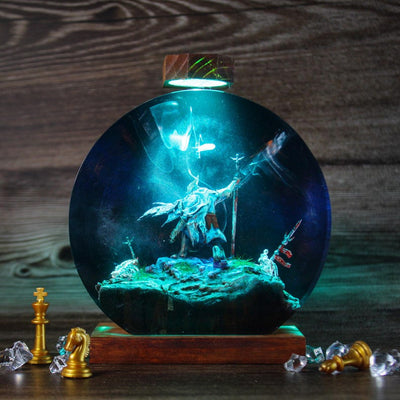 Blue Witch Resin Lamp