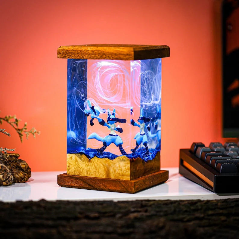 Lucario & Riolu Pokémon Resin Lamp
