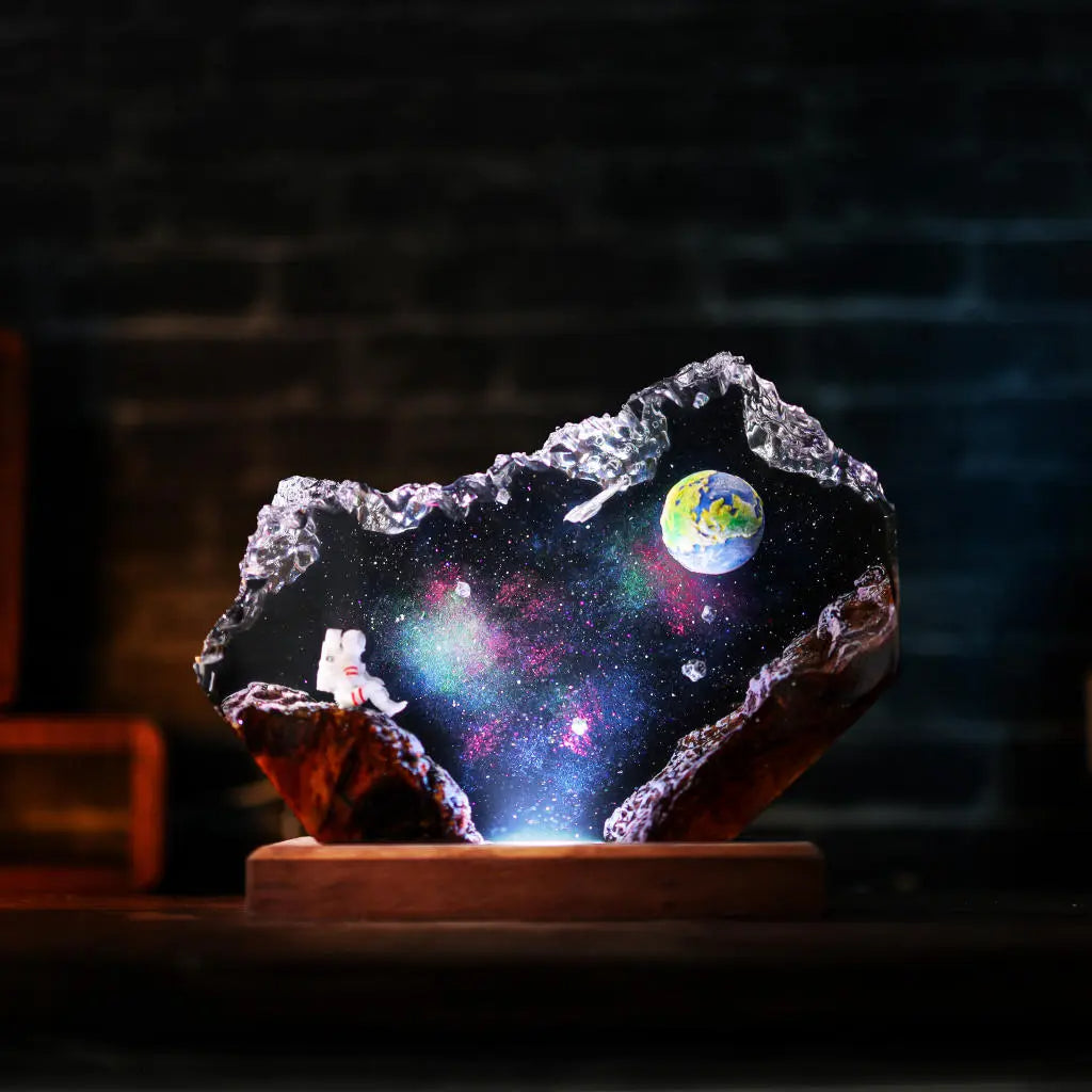 The Earth and Astronaut Epoxy Resin Lamp