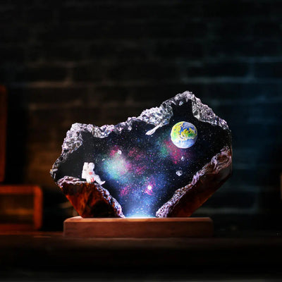 The Earth and Astronaut Epoxy Resin Lamp