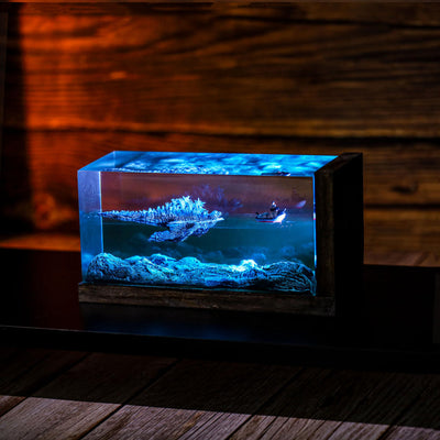 Cuboid Swimming Godzilla Monster Night Light