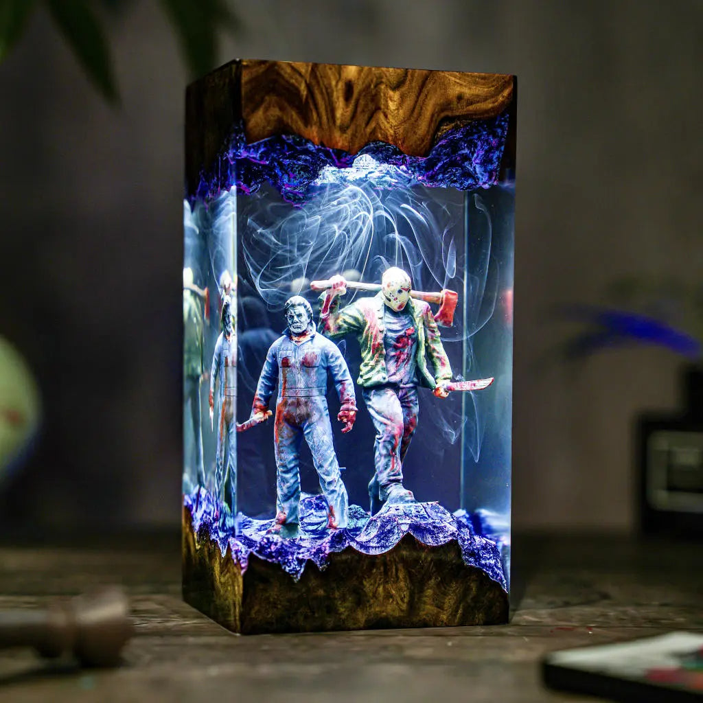 Michael & Jason Halloween Resin Lamp