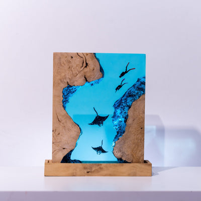 Scuba Diver Resin Lamp – rectangle