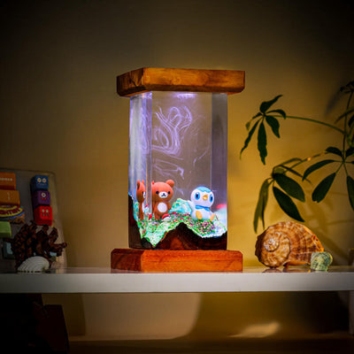 Rilakkuma and Piplup Pokémon Resin Lamp