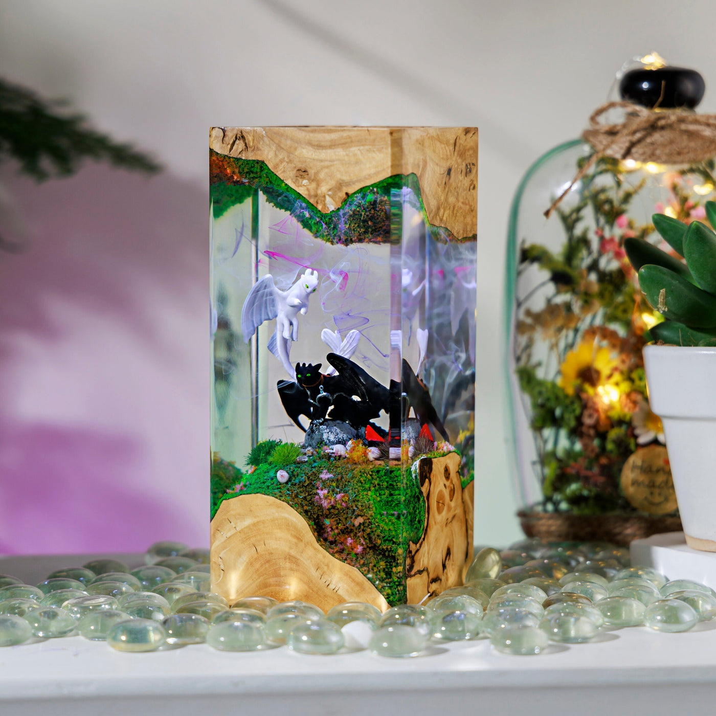 Black Dragon Resin Diorama Lamp