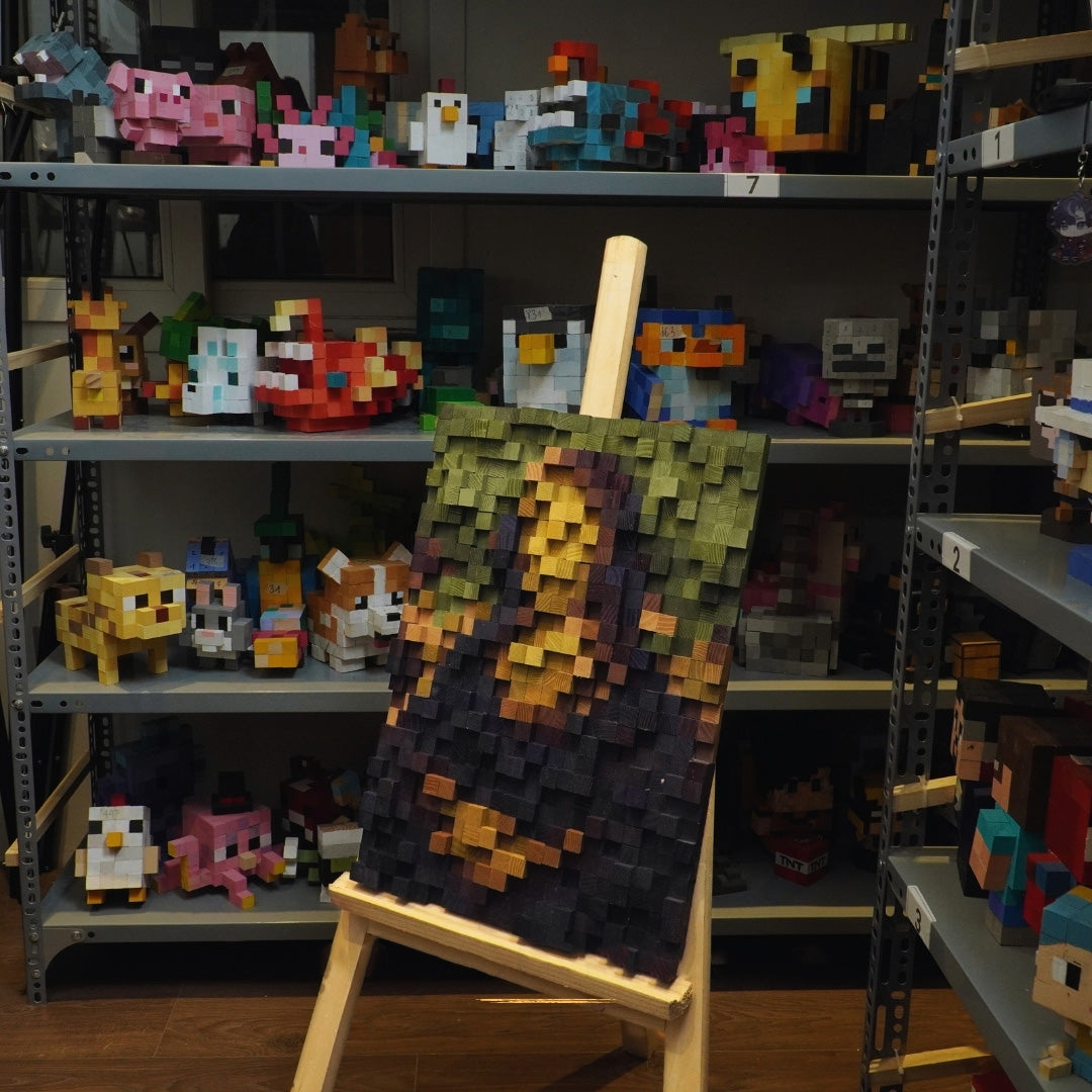 Mona Lisa Pixel Wood Art