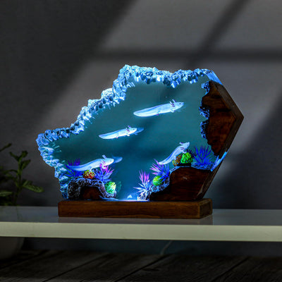 Swimming Axolotl Epoxy Lamp