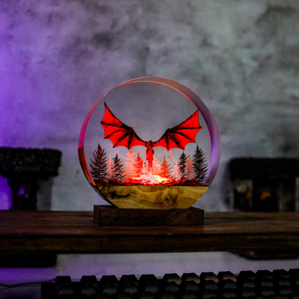 Dragon Breathing Fire Night Lamp