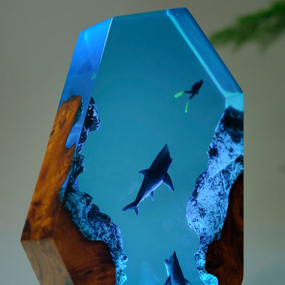 Scuba Diver Resin Epoxy Lamp, Night Light