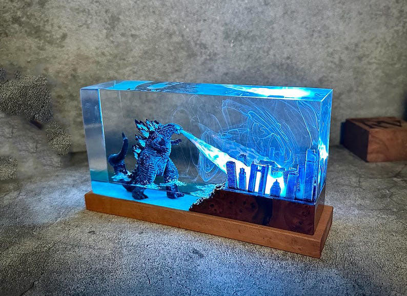 Godzilla Monster King Epoxy Lamp