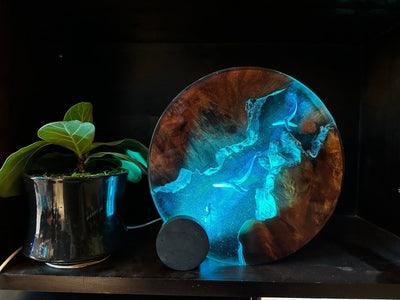 Whale and Scuba driver Resin Lamp