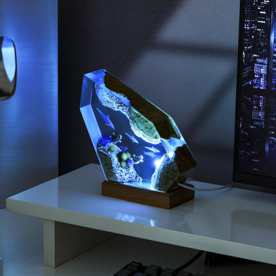 Dolphin and Sea Turtles Epoxy Lamp