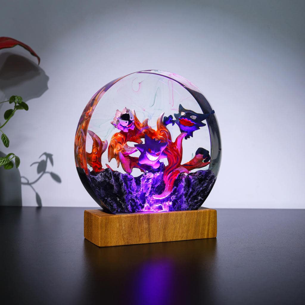 Circular Gengar Pokemon Epoxy Lamp