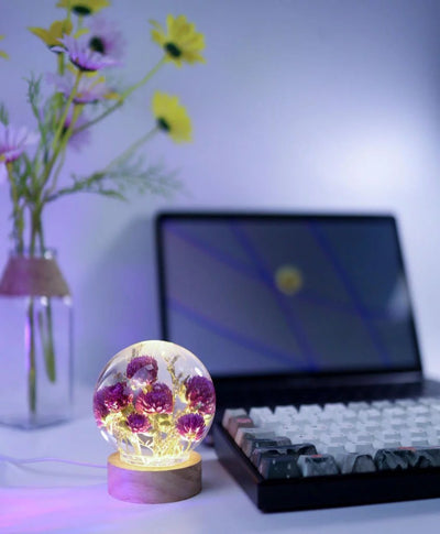 Globe Amaranth Flower Night Lamp