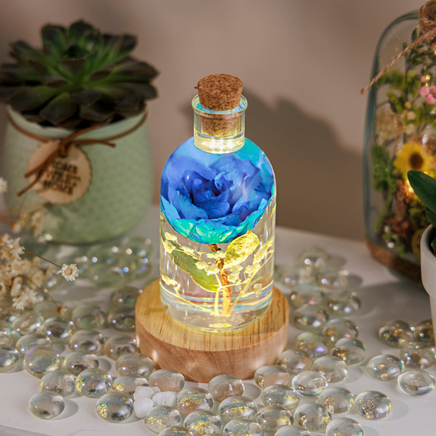 Blue Rose Flower Night Light