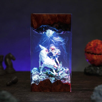 The Wolf and Princess Epoxy Night Lamp