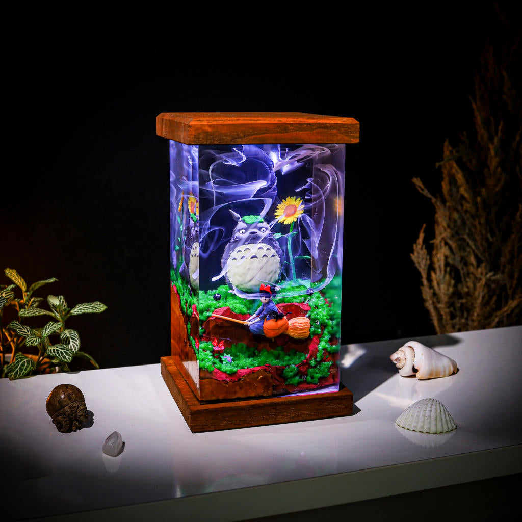 Totoro and Kiki Epoxy Night Light