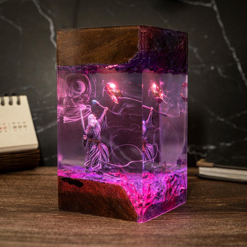 Grey Wizard Resin Lamp