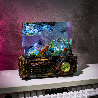 Underwater Scene and Classic clock Resin Lamp