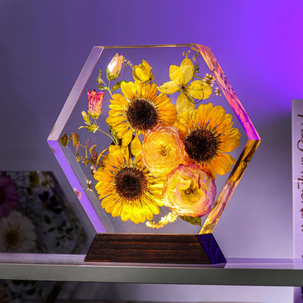 Hexagon Real Sunflower Night Light