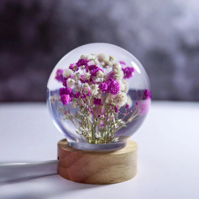 Baby's Breath Flower in Glass Night Lamp