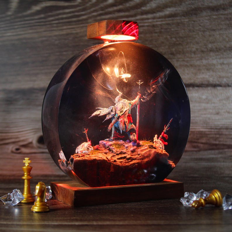 Blue Witch Resin Lamp