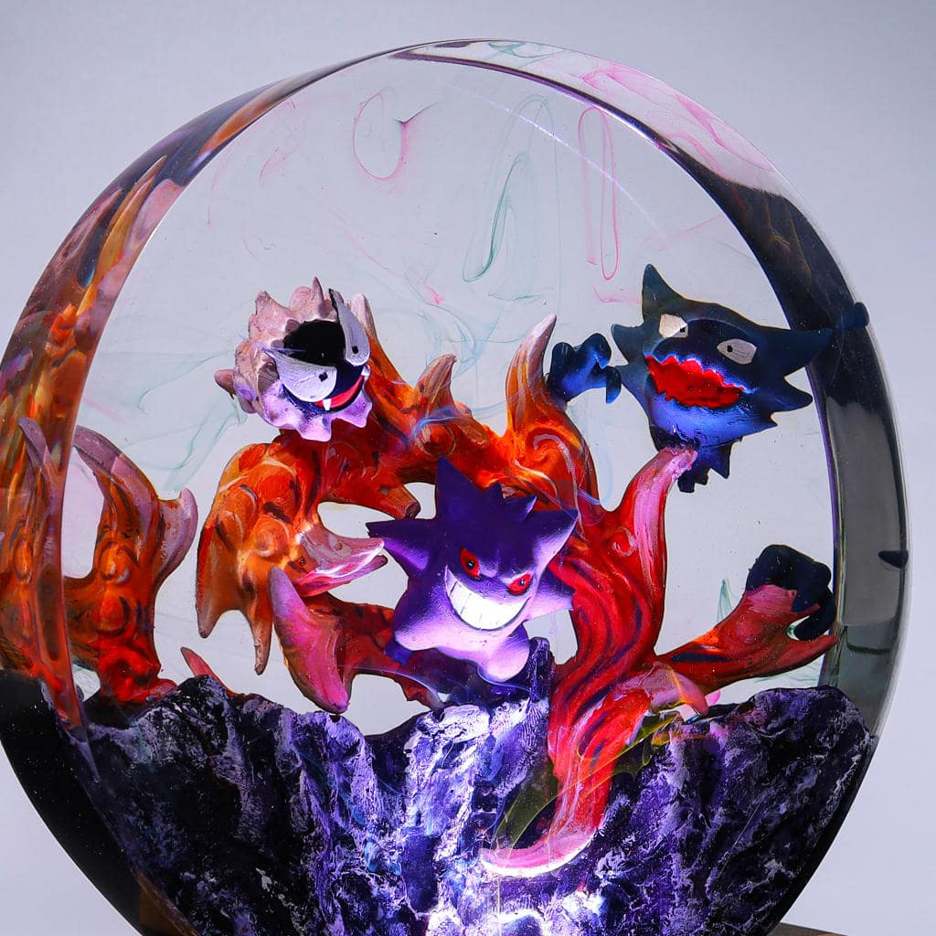 Circular Gengar Pokemon Epoxy Lamp