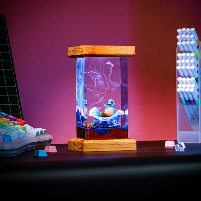 Surfing Squirtle Pokemon Epoxy Lamp