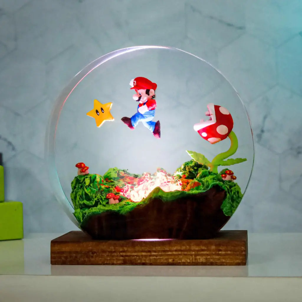 Circular Super Mario Resin Lamp