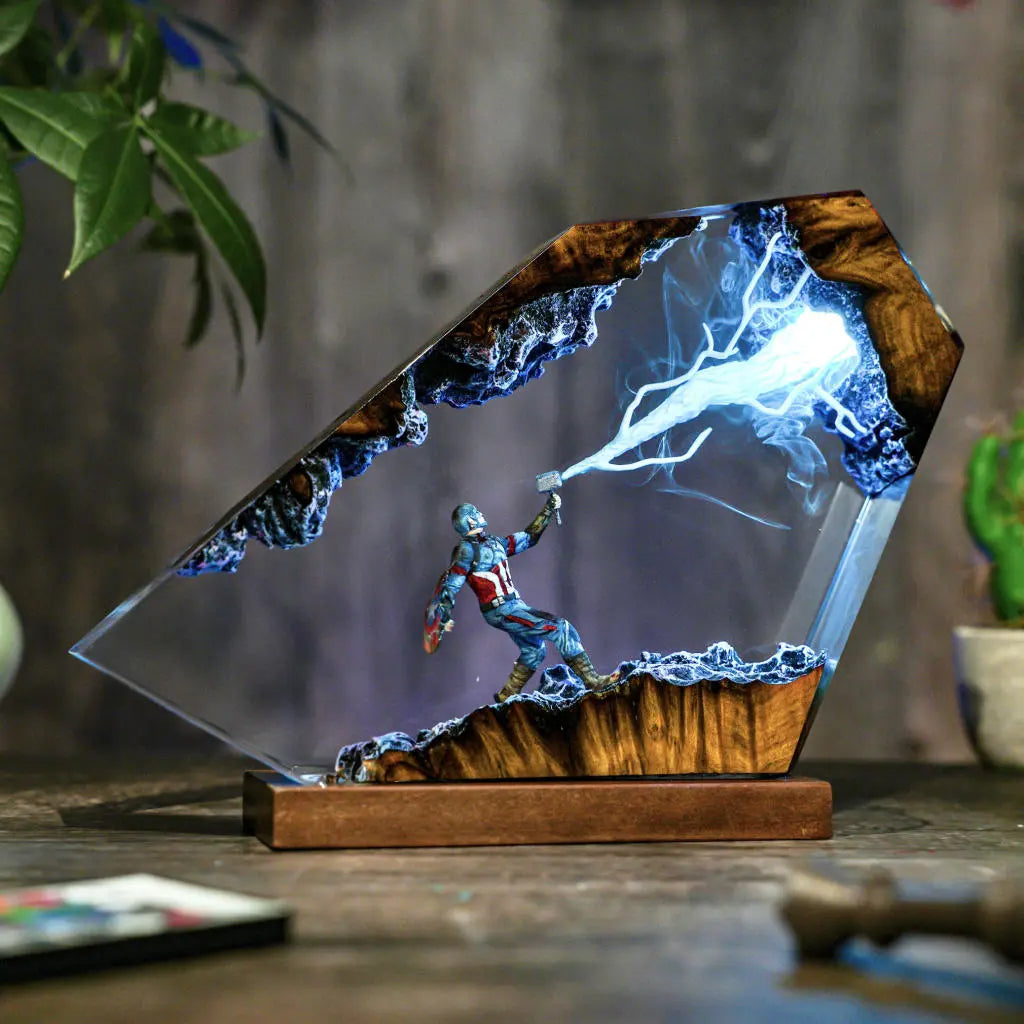 Captain America Thunder Lightning Resin Lamp