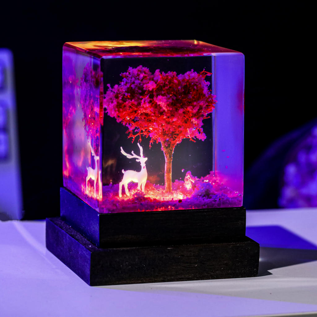 Pink Cherry Blossom Tree Resin Night Light