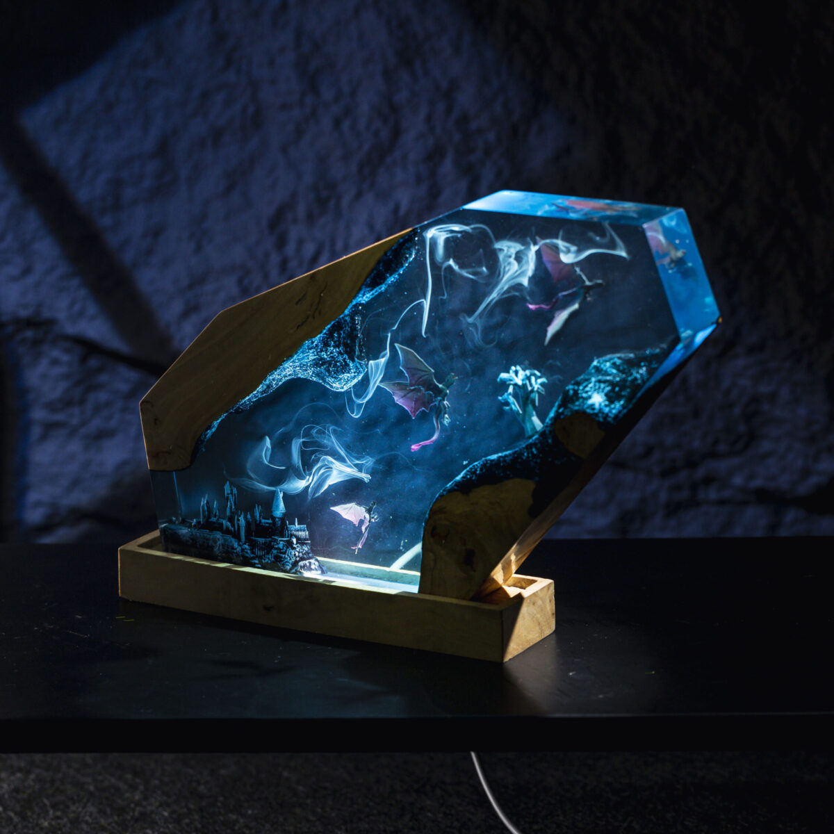 Magic Dragon Castle Resin Lamp